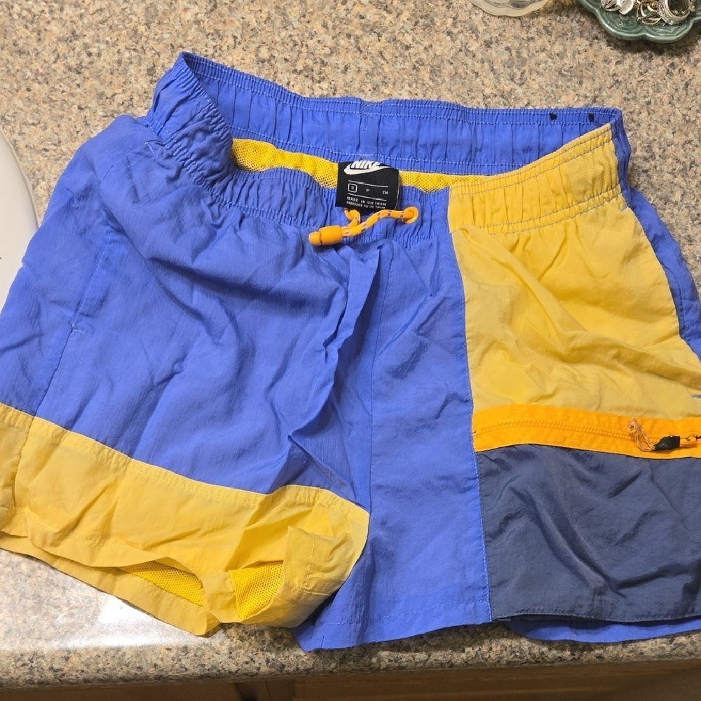 Nike Blue and Yellow Athletic Shorts